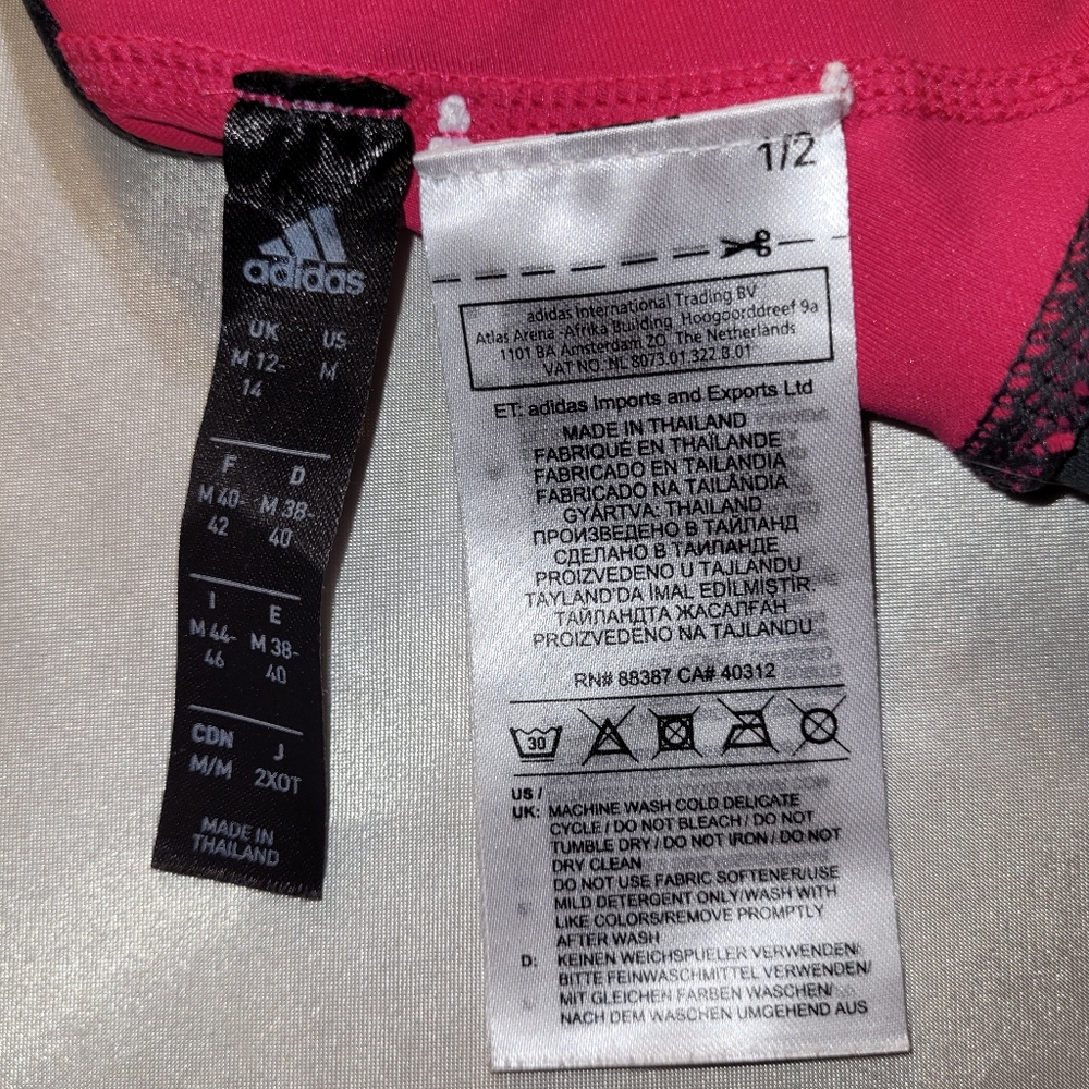 ADIDAS Medium Sports Bra Top Criss Cross Straps FUSHIA Gray NWT - Picture 6 of 8
